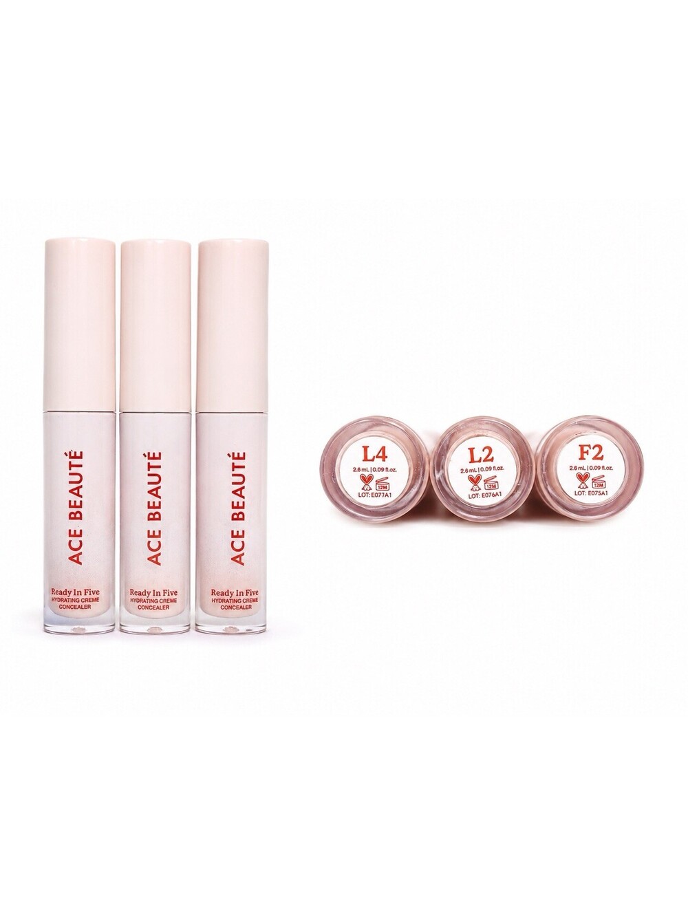 ACE Beauté Ready In Five Hydrating Cream Concealer 3-Pack L4 L2 F2 New